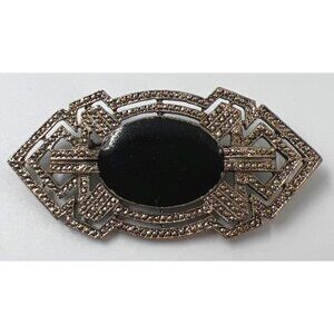 Brooch Black Silver Fashion Jewelry Vintage-Style